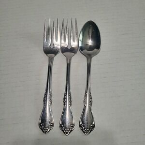 Oneida MANSFIELD Amadeus Stainless Rogers‎ Deluxe Flatware Salad Forks & A Spoon